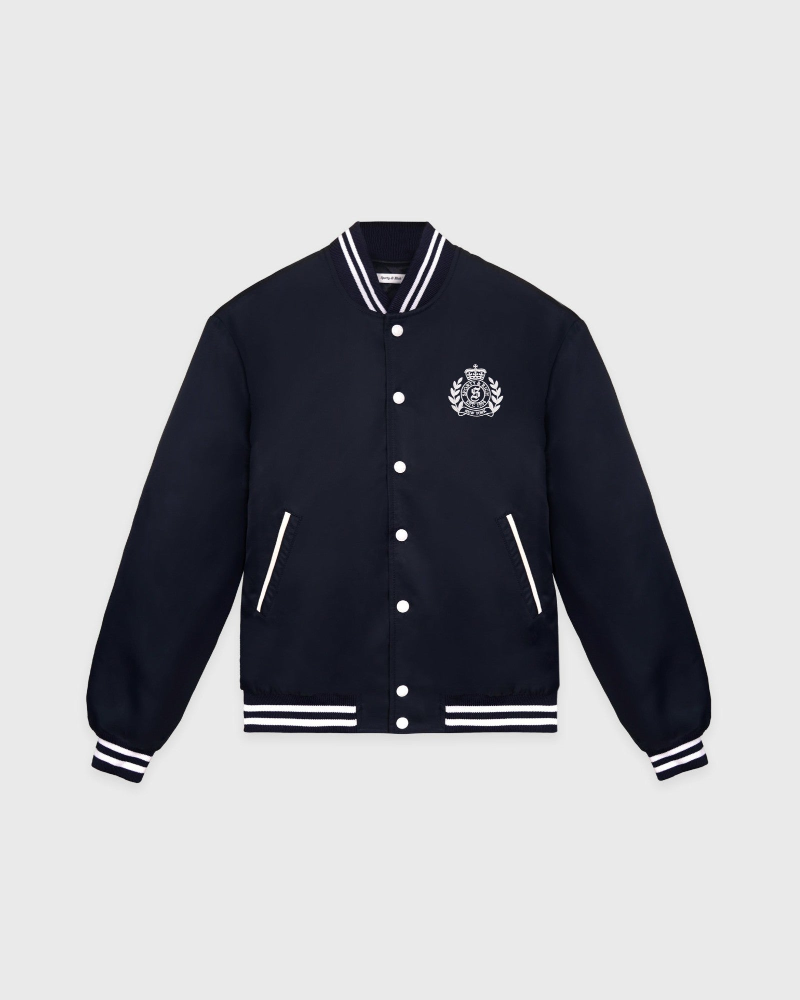 H&W Crest Oversized Varsity Jacket - Dark Navy Sporty & Rich Discount