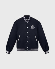 H&W Crest Oversized Varsity Jacket - Dark Navy Sporty & Rich Discount