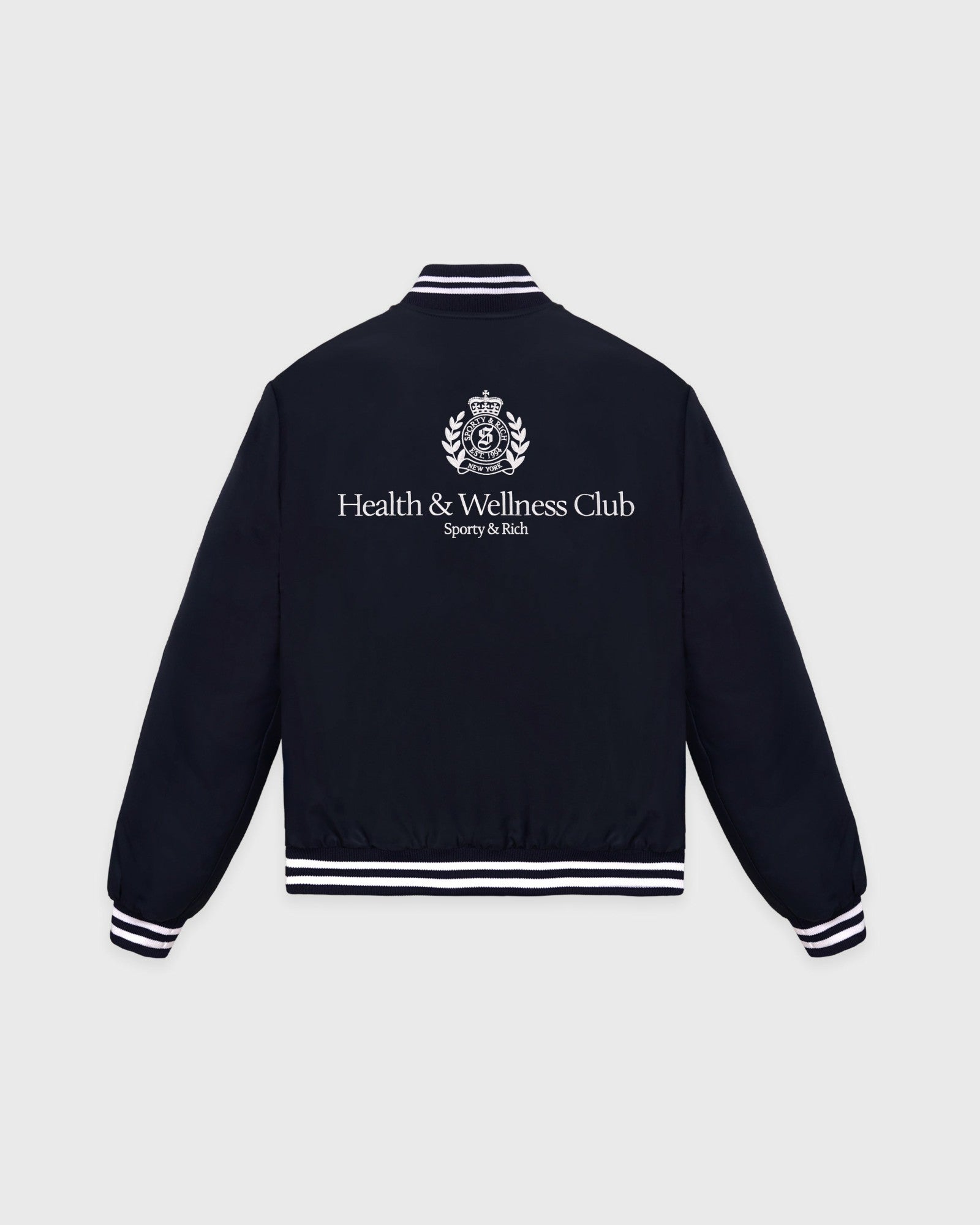 H&W Crest Oversized Varsity Jacket - Dark Navy Sporty & Rich Discount