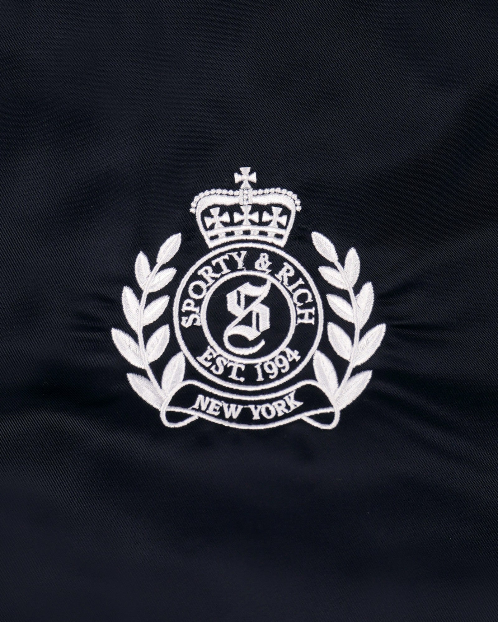 H&W Crest Oversized Varsity Jacket - Dark Navy Sporty & Rich Discount