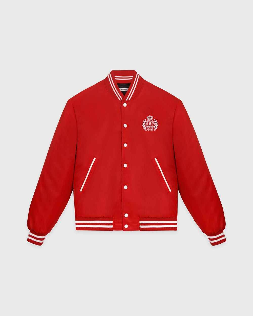 H&W Crest Oversized Varsity Jacket - Ruby Sporty & Rich For Sale