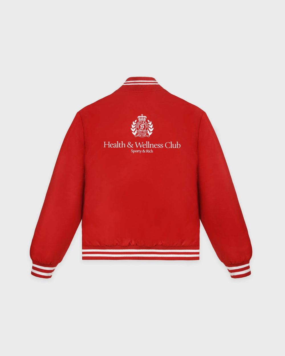 H&W Crest Oversized Varsity Jacket - Ruby Sporty & Rich For Sale