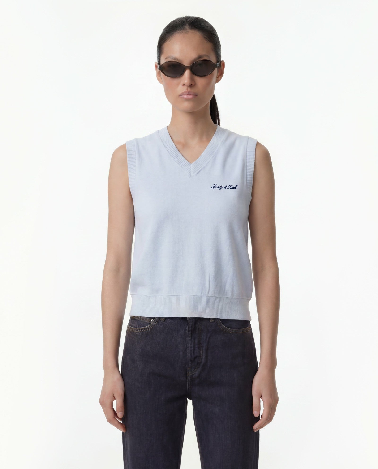 Signature Logo Terry Vest - Ciel Sporty & Rich Outlet