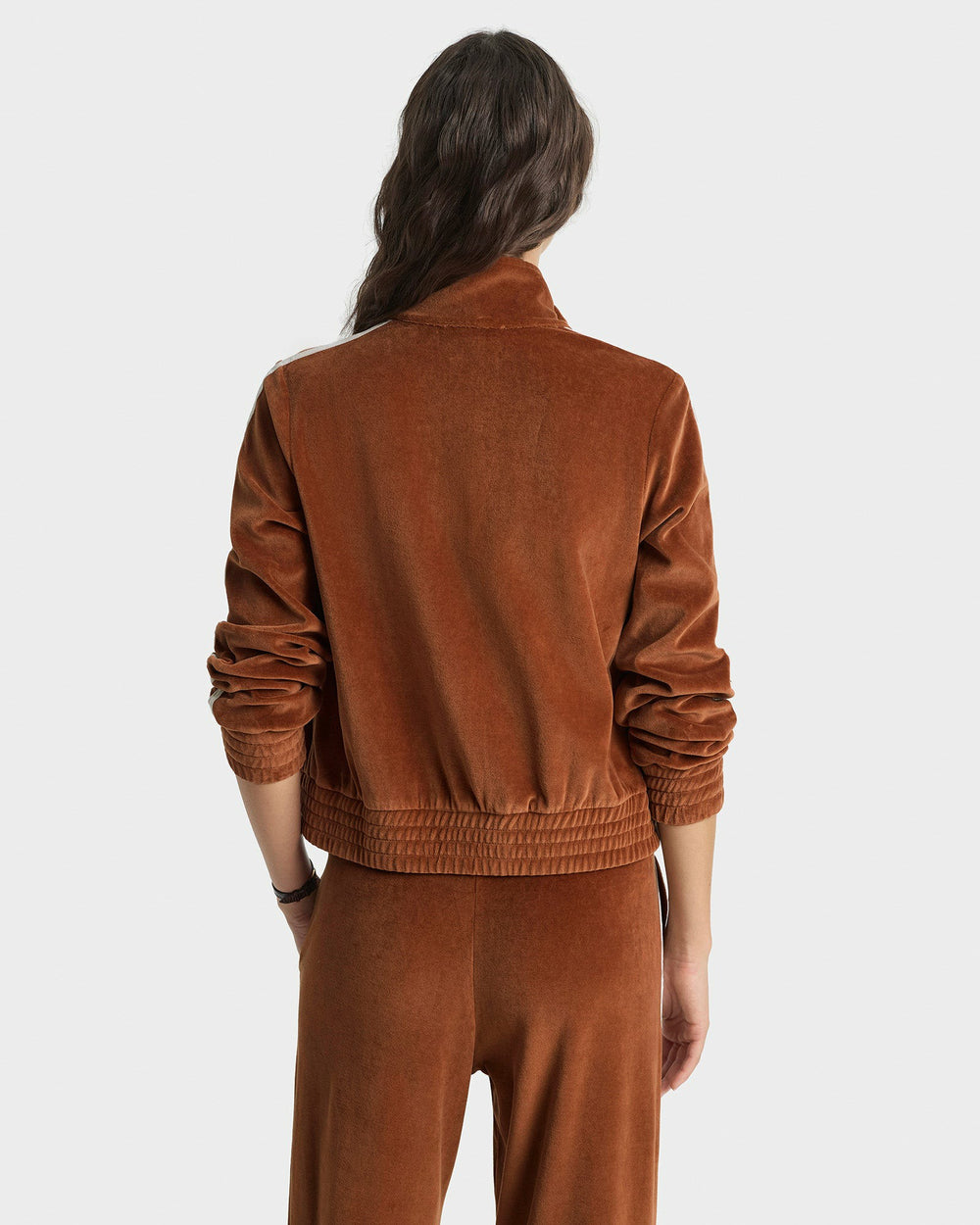 NY Crest Elio Velour Track Jacket - Tobacco Sporty & Rich Sale