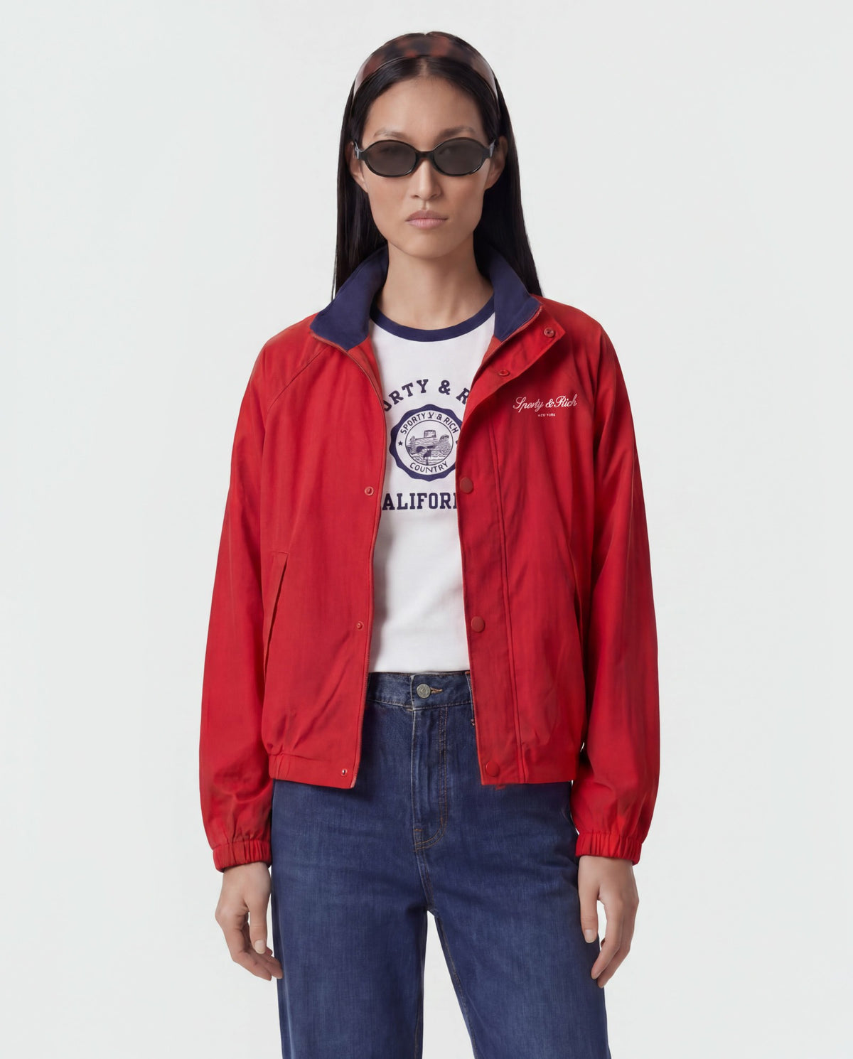 Signature NY Contrast Jacket - Ruby Sporty & Rich Discount