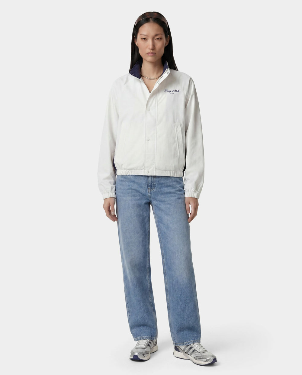Signature NY Contrast Jacket - White Sporty & Rich For Sale