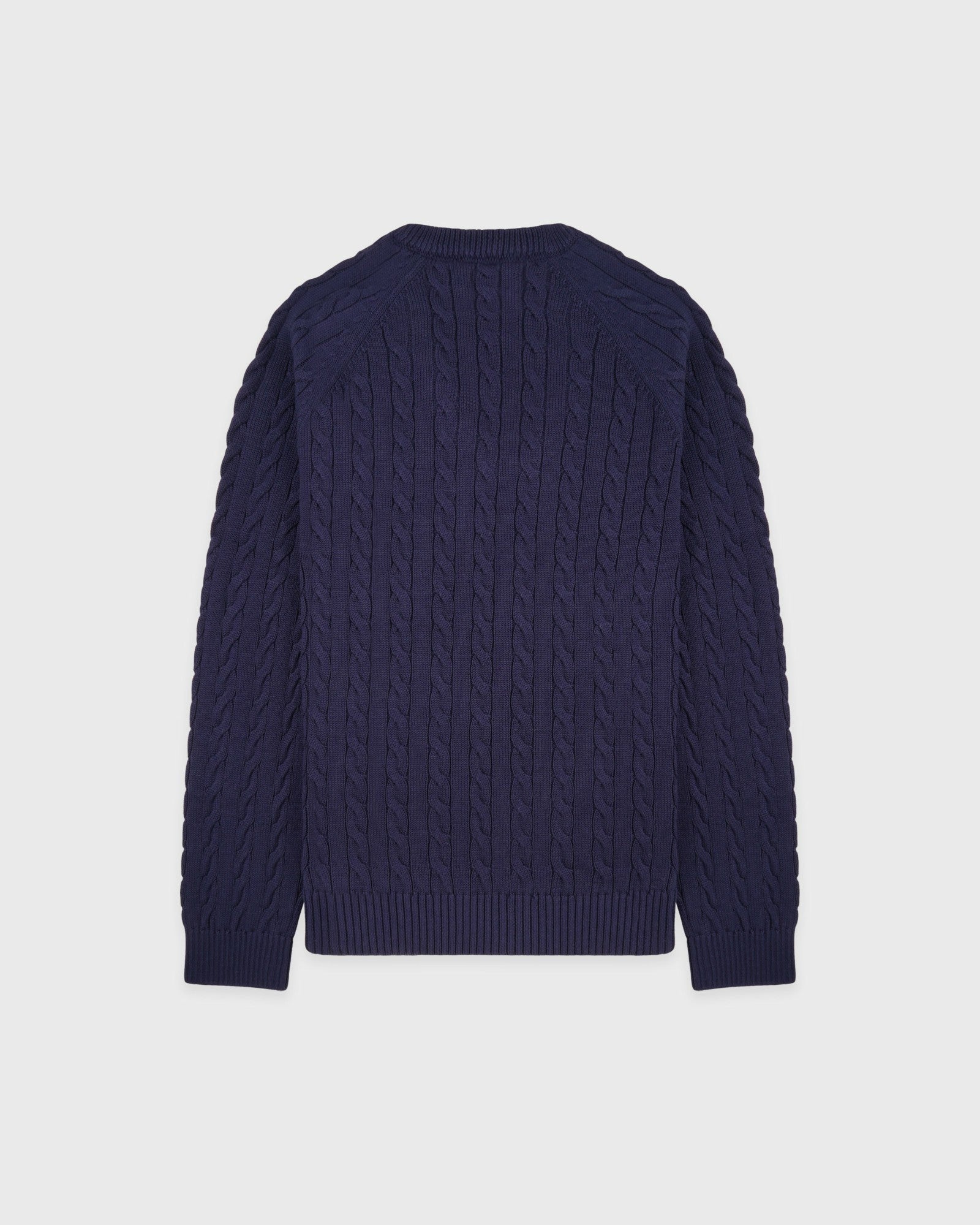 NY Crest V-Neck Cable Sweater - Light Navy/Ecru Sporty & Rich Outlet