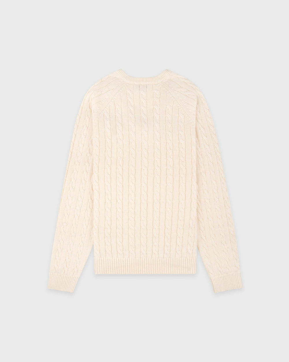 NY Crest V-Neck Cable Sweater - Ecru/Light Navy Sporty & Rich US