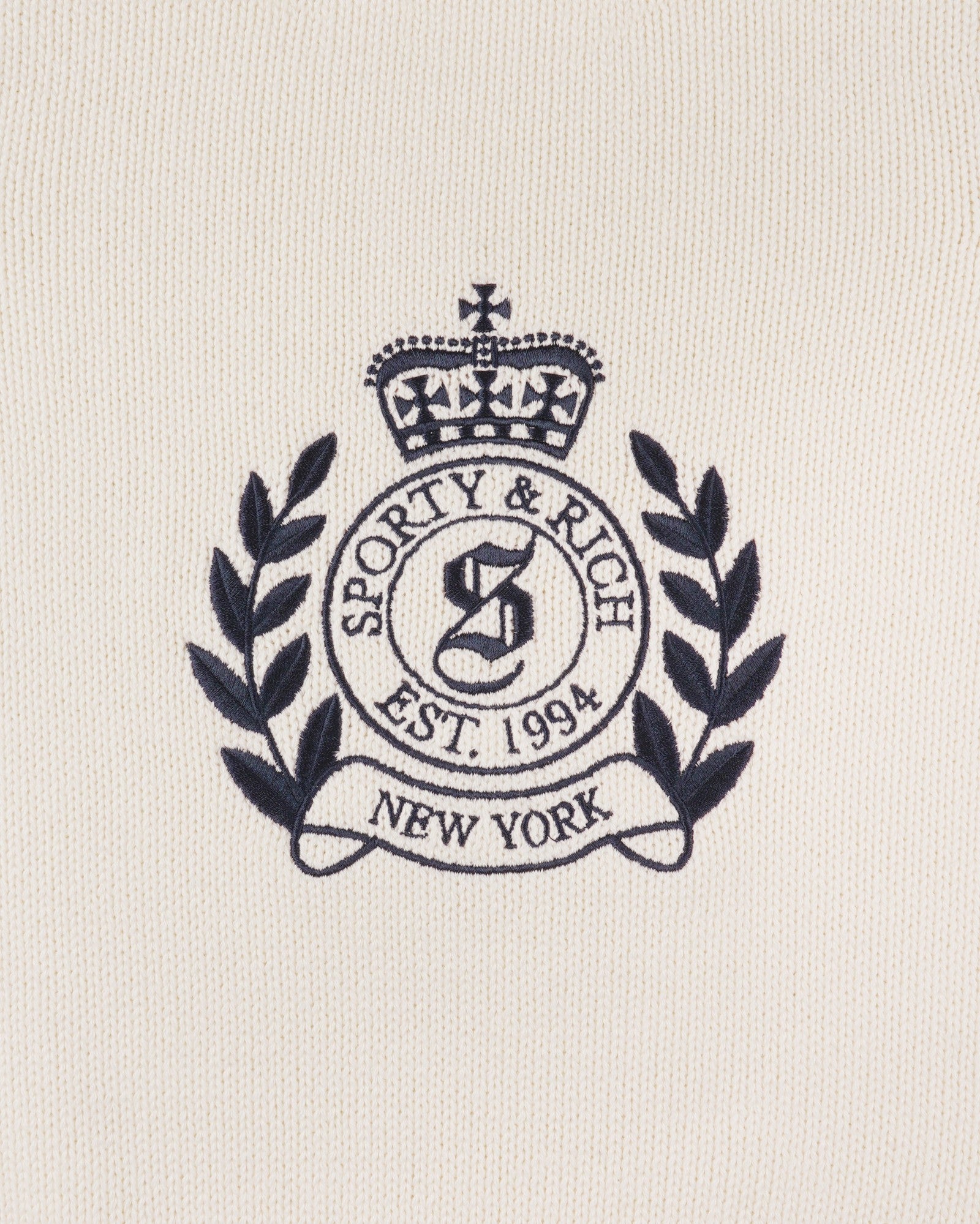NY Crest Knitted Sweater - Ecru/Navy Sporty & Rich Sale