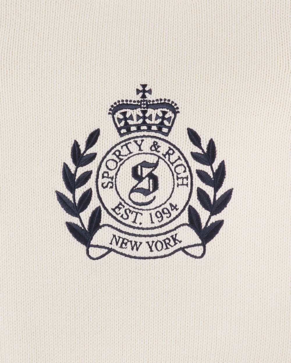 NY Crest Knitted Sweater - Ecru/Navy Sporty & Rich Sale
