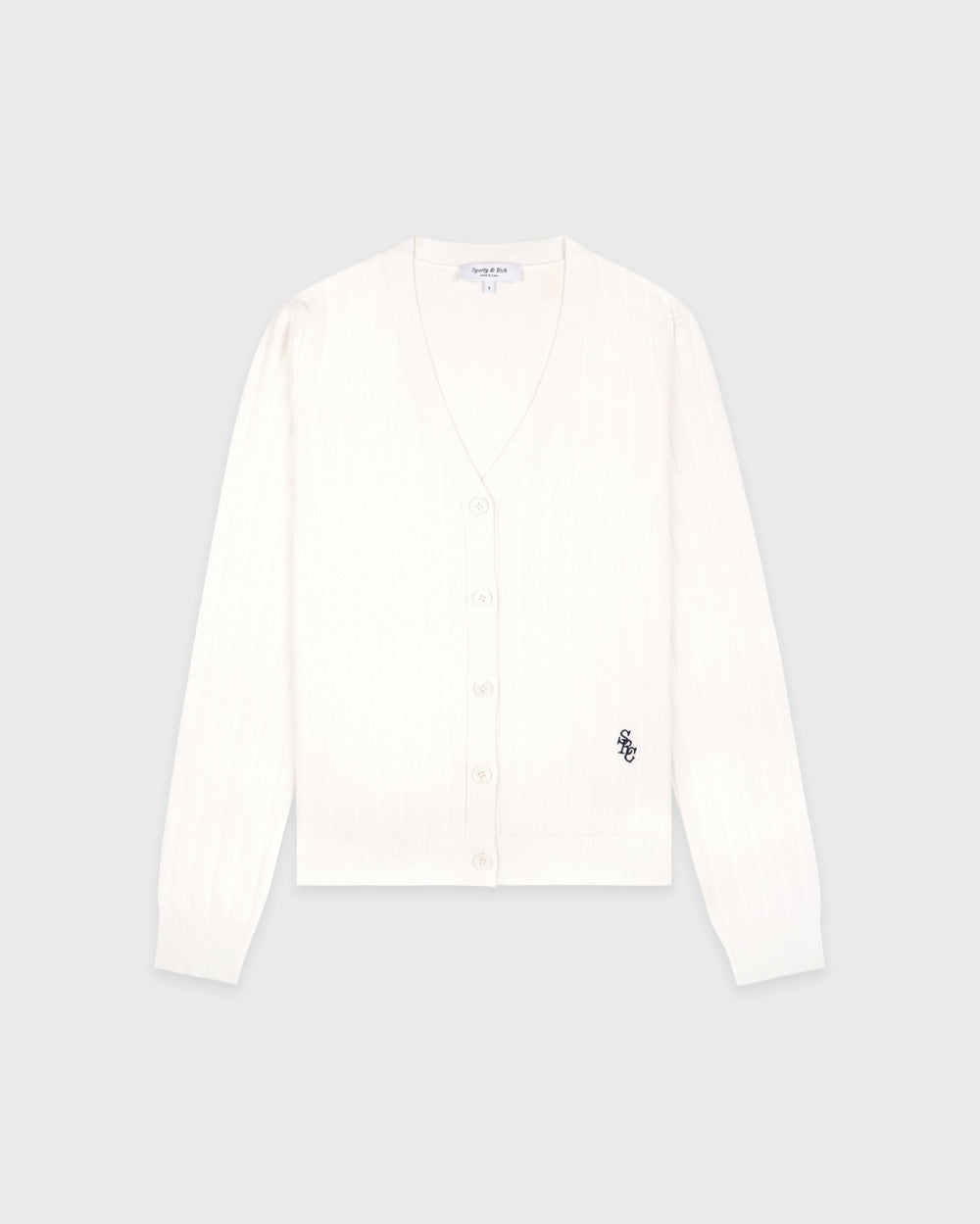 SRC Ribbed Cardigan - Ecru/Navy Sporty & Rich Online