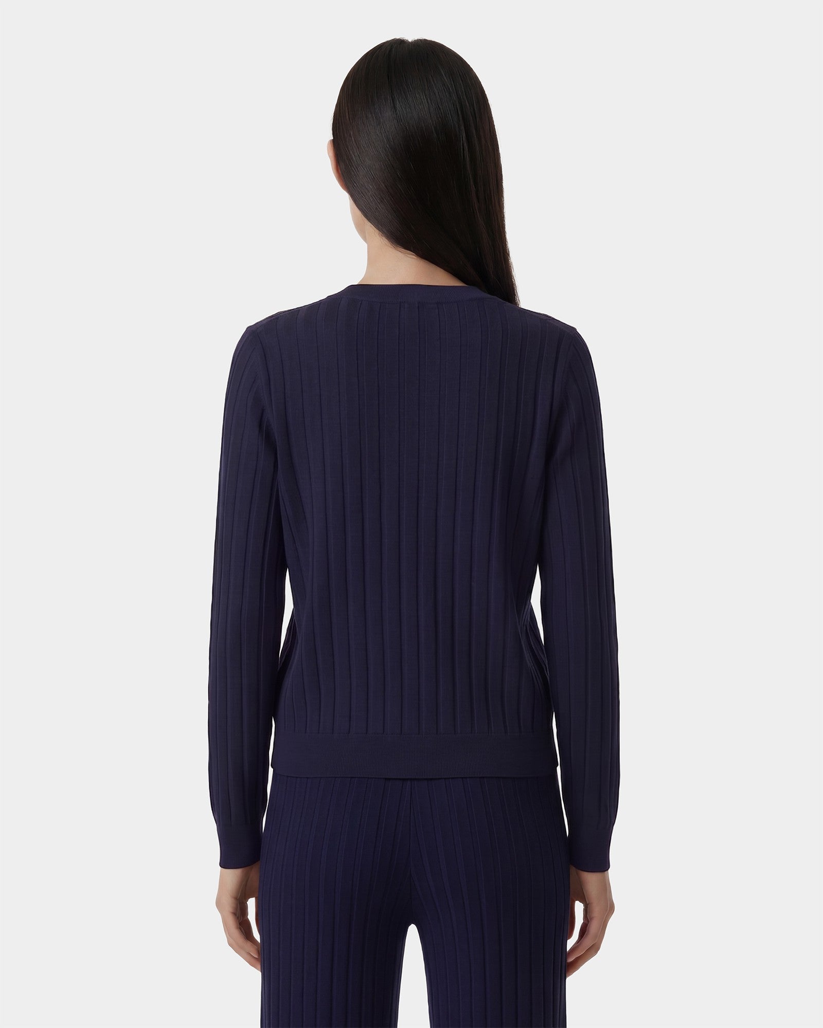 SRC Ribbed Cardigan - Dark Navy/White Sporty & Rich Discount