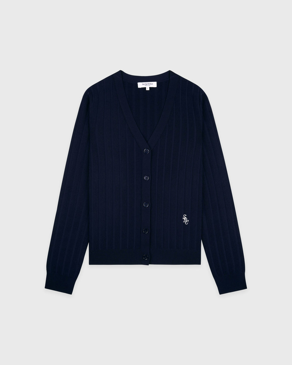 SRC Ribbed Cardigan - Dark Navy/White Sporty & Rich Discount