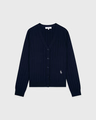 SRC Ribbed Cardigan - Dark Navy/White Sporty & Rich Discount