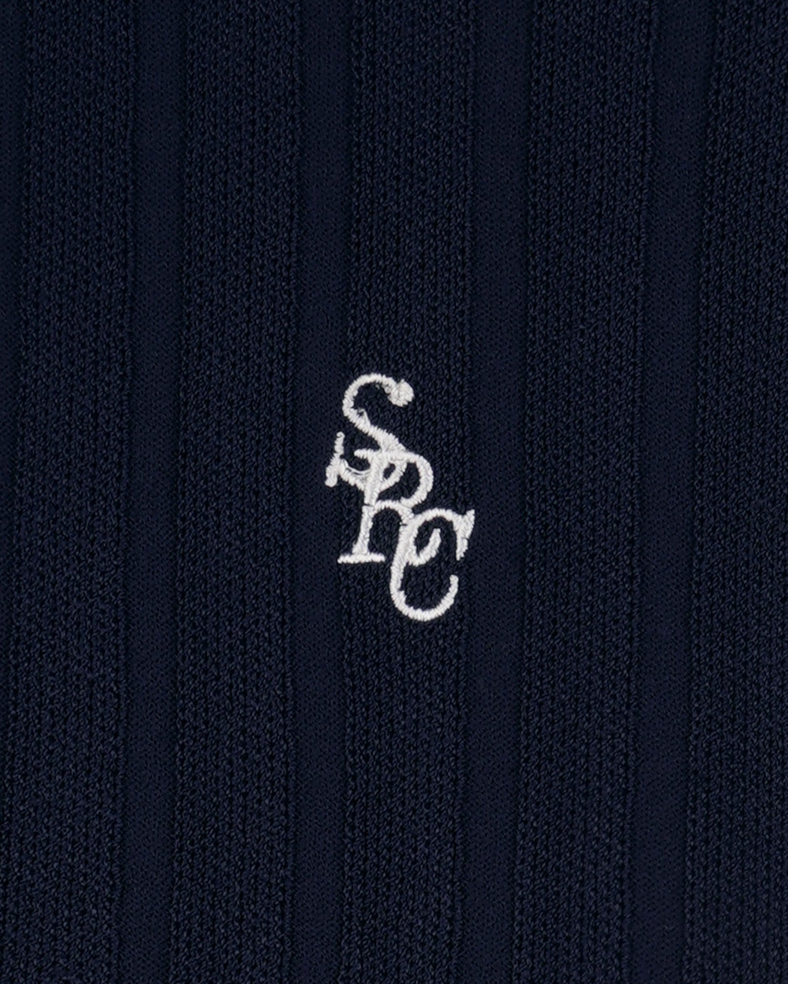 SRC Ribbed Cardigan - Dark Navy/White Sporty & Rich Discount