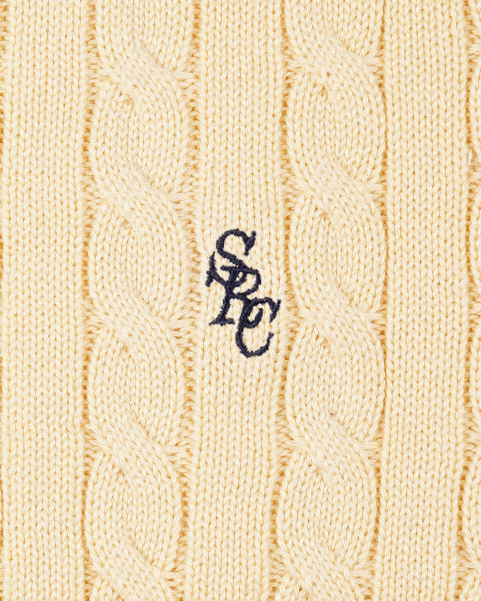 SRC Cotton Cableknit Sweater - Almond/Navy Sporty & Rich Sale