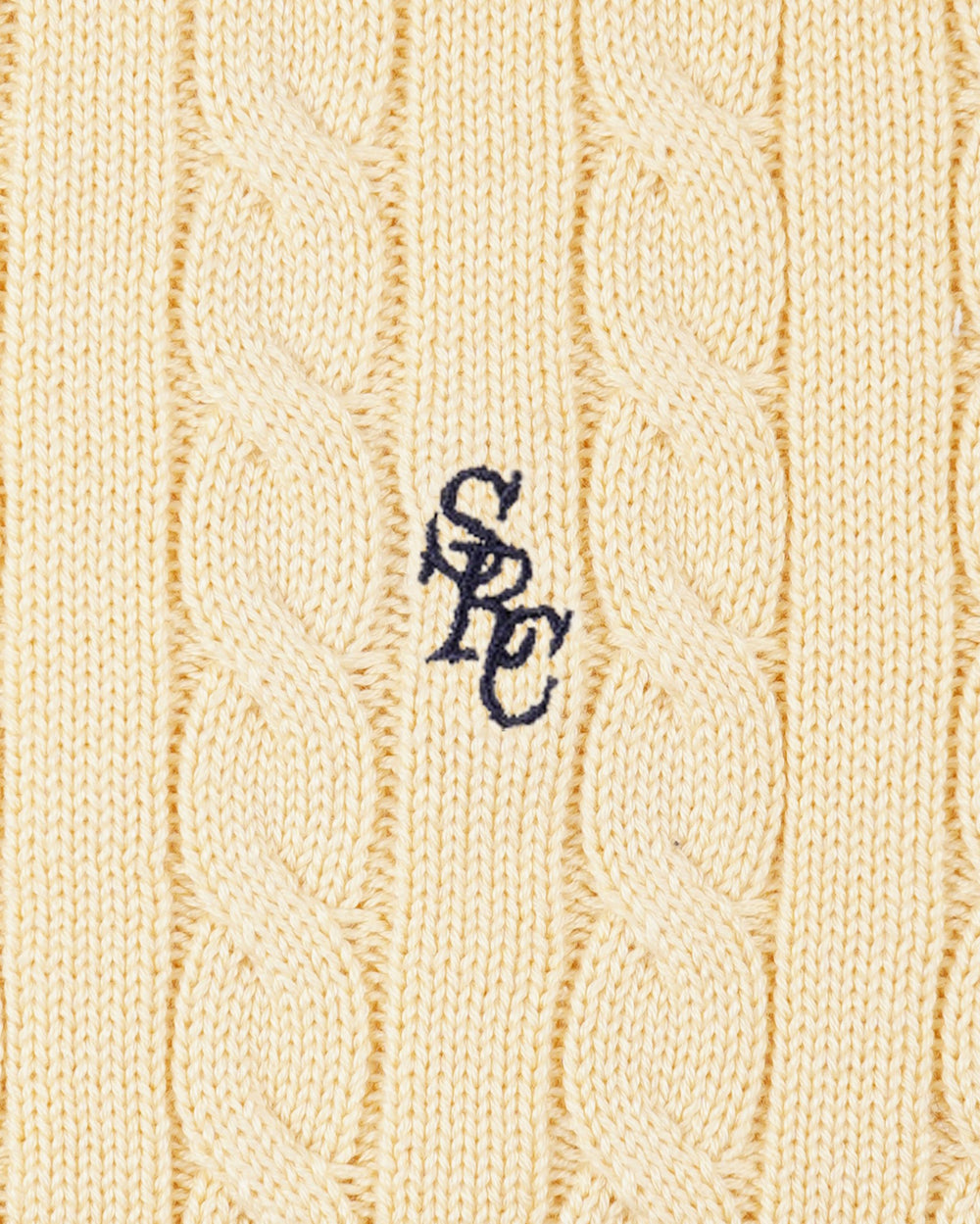 SRC Cotton Cableknit Sweater - Almond/Navy Sporty & Rich Sale