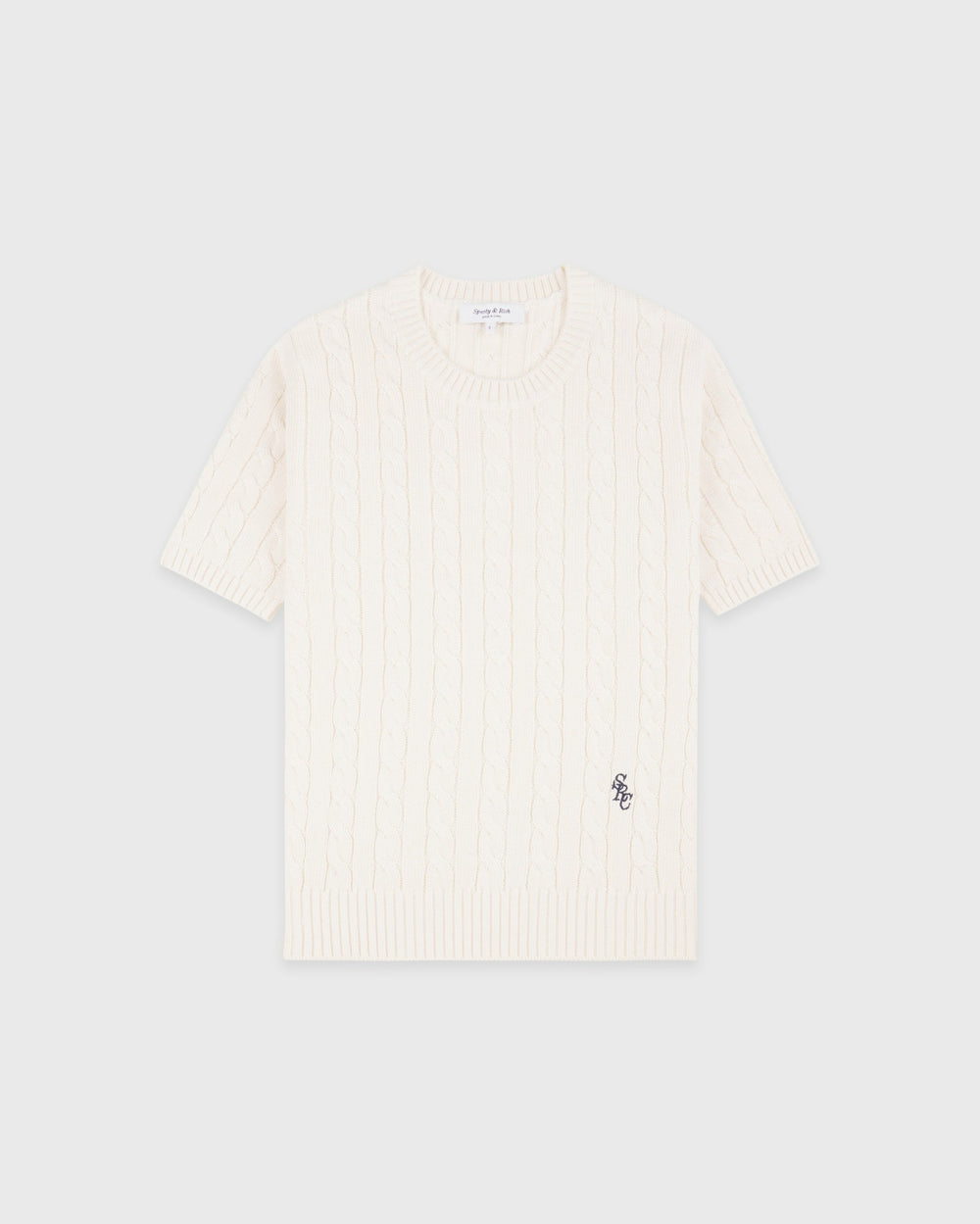 SRC Cotton Cableknit Sweater - Ecru/Navy Sporty & Rich Online