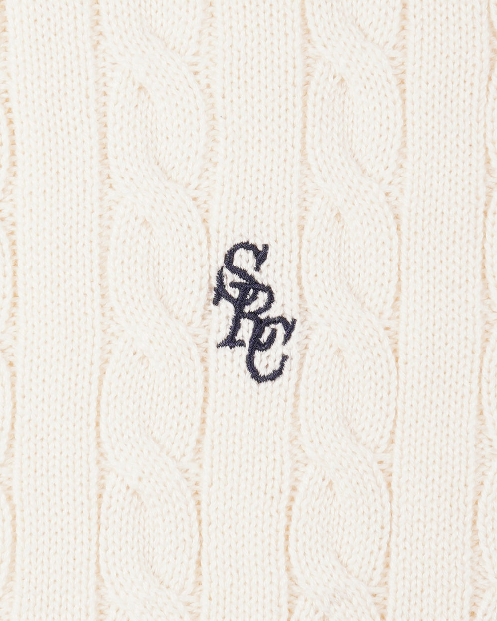 SRC Cotton Cableknit Sweater - Ecru/Navy Sporty & Rich Online