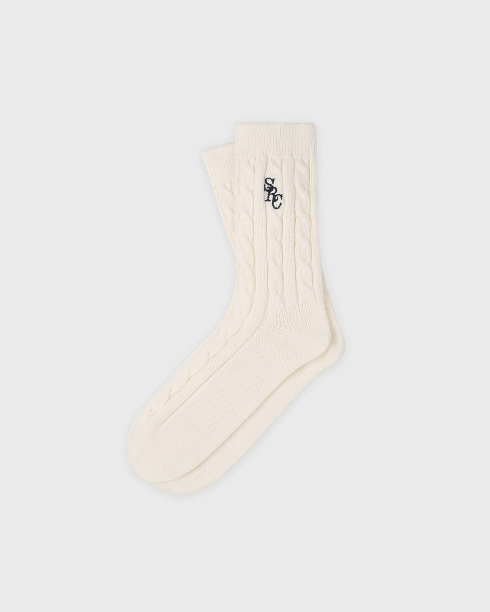 SRC Cableknit Socks - Ecru Sporty & Rich Discount