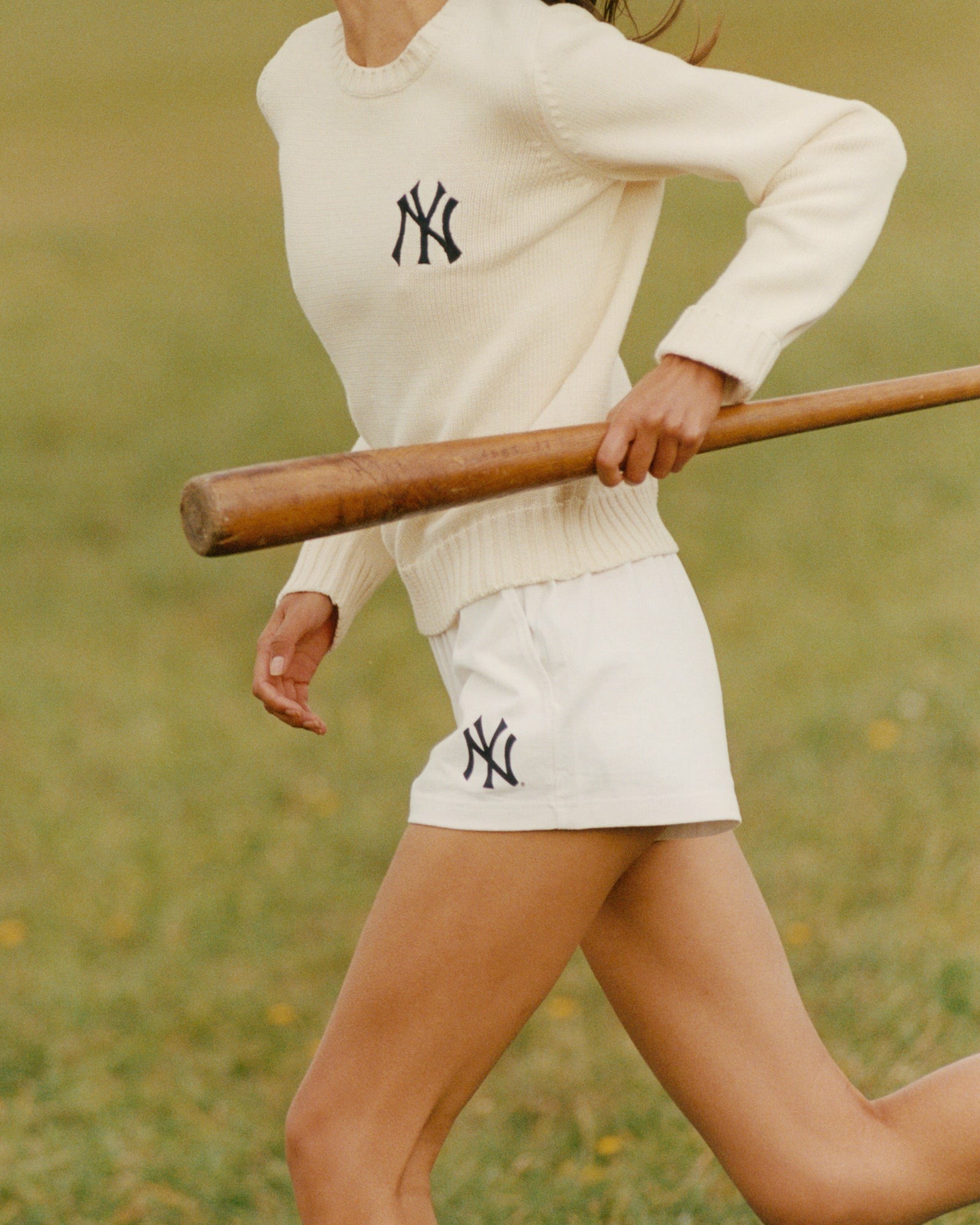Heritage Yankees Serif Knitted Sweater - Ecru/Navy Sporty & Rich For Sale