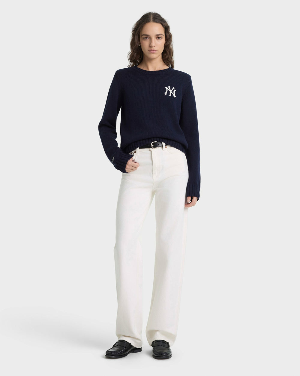 Heritage Yankees Serif Knitted Sweater - Navy/Ecru Sporty & Rich Outlet
