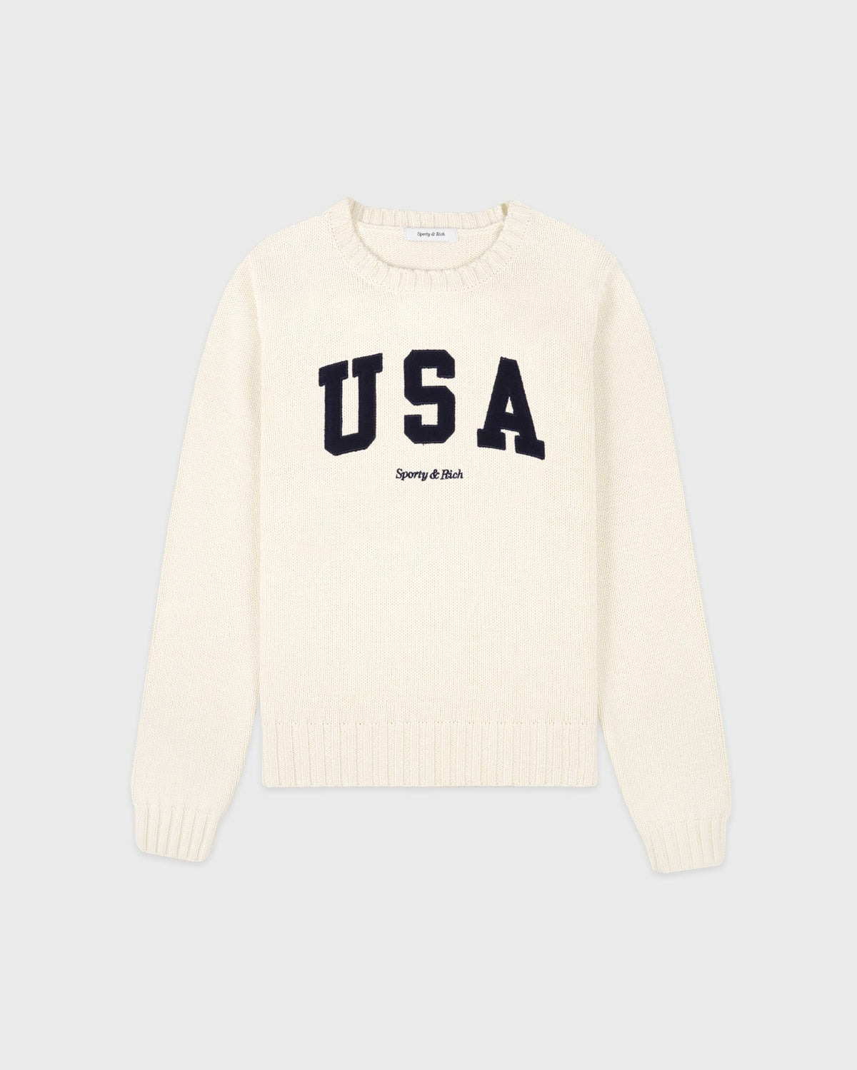 USA Knitted Sweater - Ecru/Navy Sporty & Rich Online