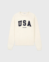 USA Knitted Sweater - Ecru/Navy Sporty & Rich Online