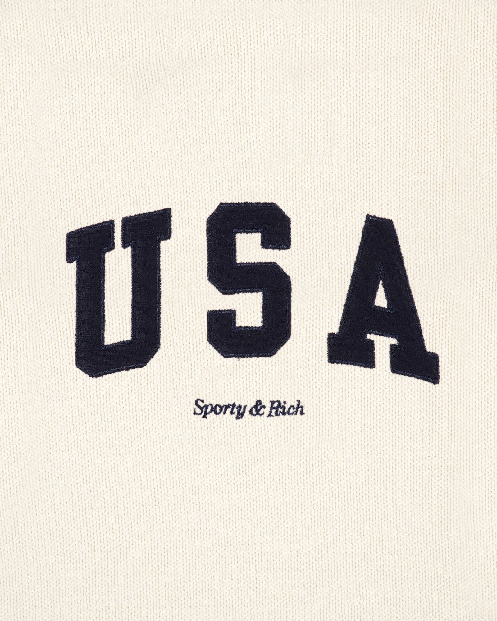 USA Knitted Sweater - Ecru/Navy Sporty & Rich Online