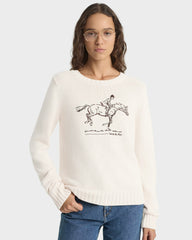 Horse Knitted Sweater - Ecru/Chocolate Sporty & Rich Discount