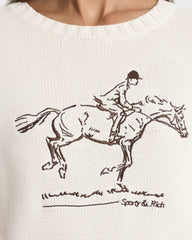 Horse Knitted Sweater - Ecru/Chocolate Sporty & Rich Discount
