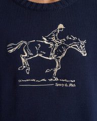 Horse Knitted Sweater - Navy Sporty & Rich For Sale