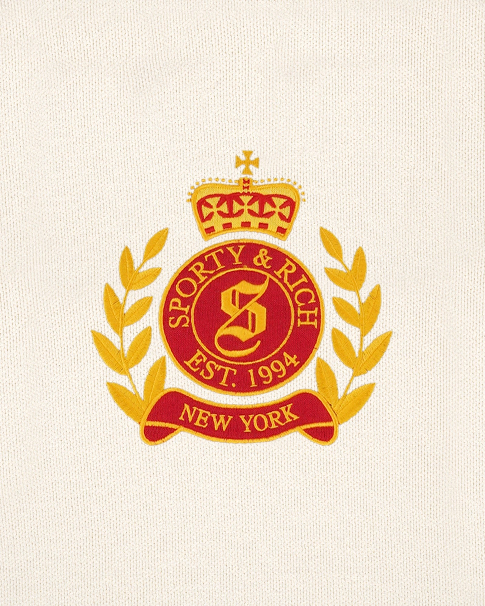 NY Crest Knitted Sweater - Ecru Sporty & Rich Outlet