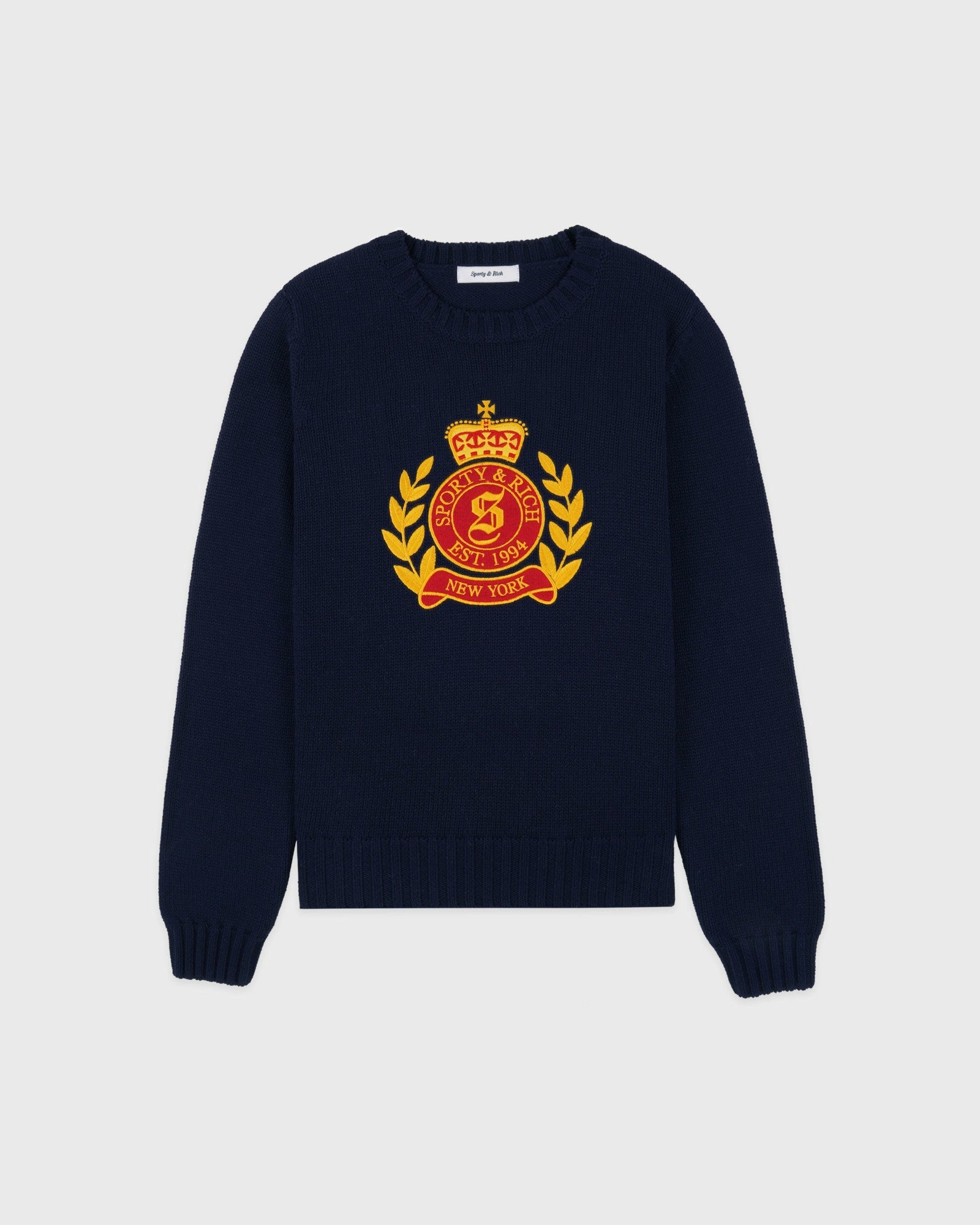 NY Crest Knitted Sweater - Navy Sporty & Rich US