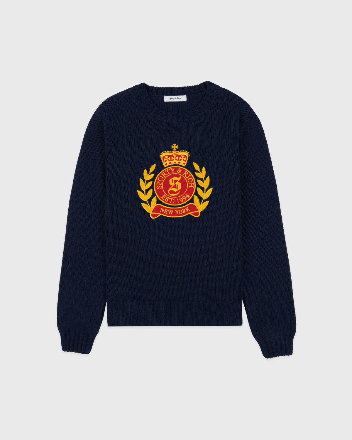 NY Crest Knitted Sweater - Navy Sporty & Rich US