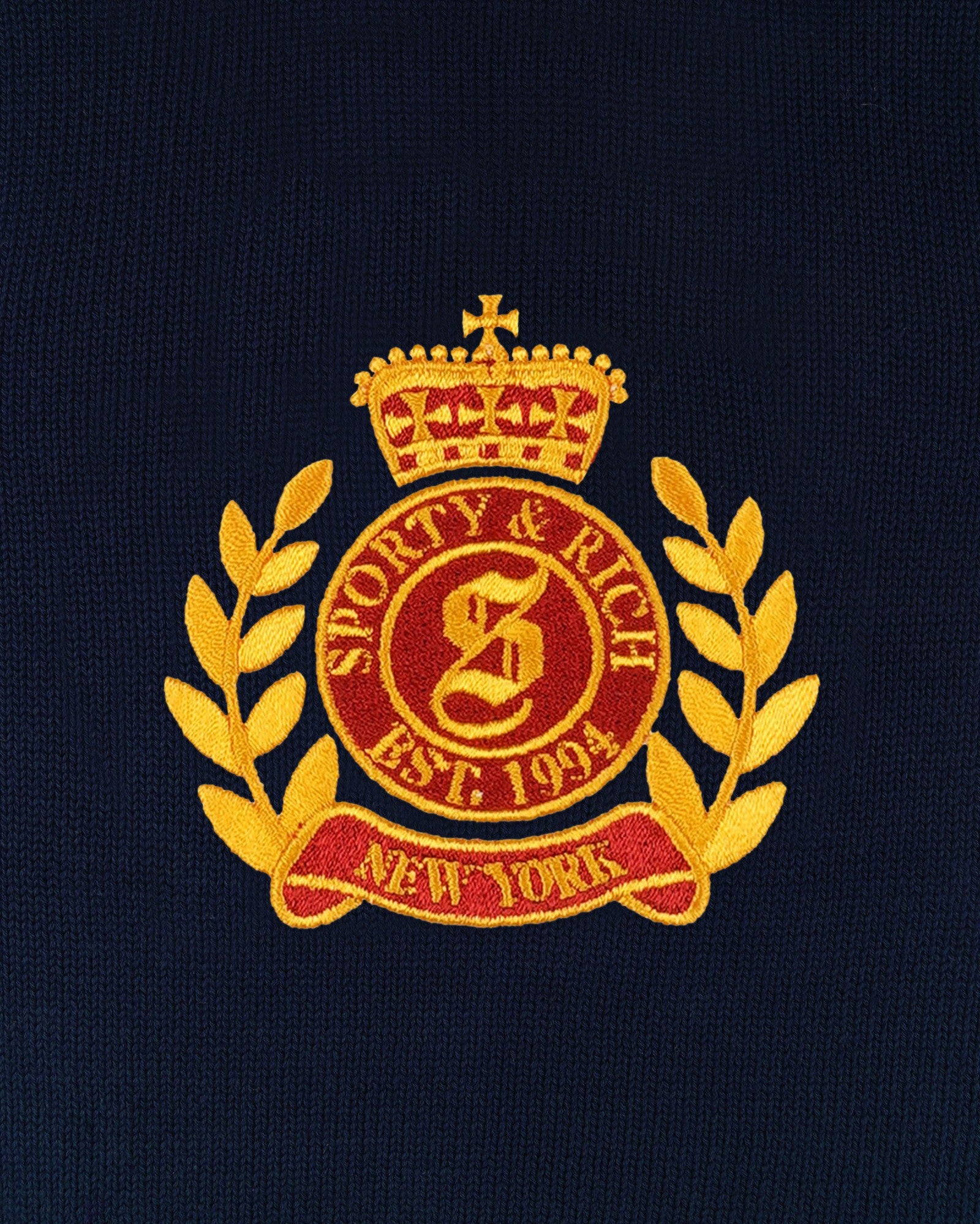 NY Crest Knitted Sweater - Navy Sporty & Rich US