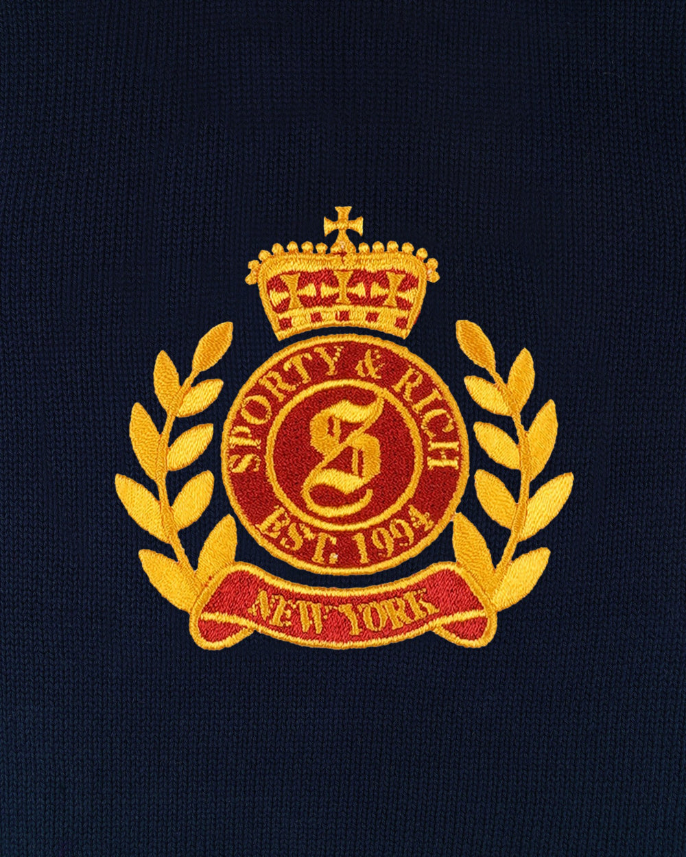 NY Crest Knitted Sweater - Navy Sporty & Rich US
