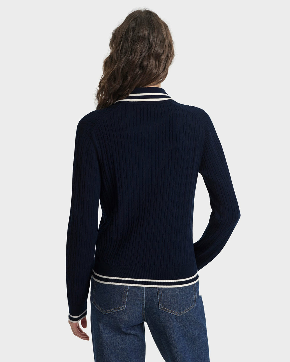 SRC Mini Cable LS Polo - Navy/Ecru Sporty & Rich Sale