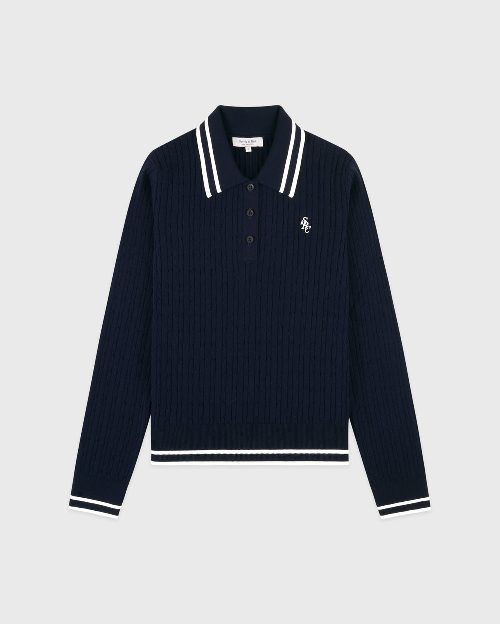 SRC Mini Cable LS Polo - Navy/Ecru Sporty & Rich Sale