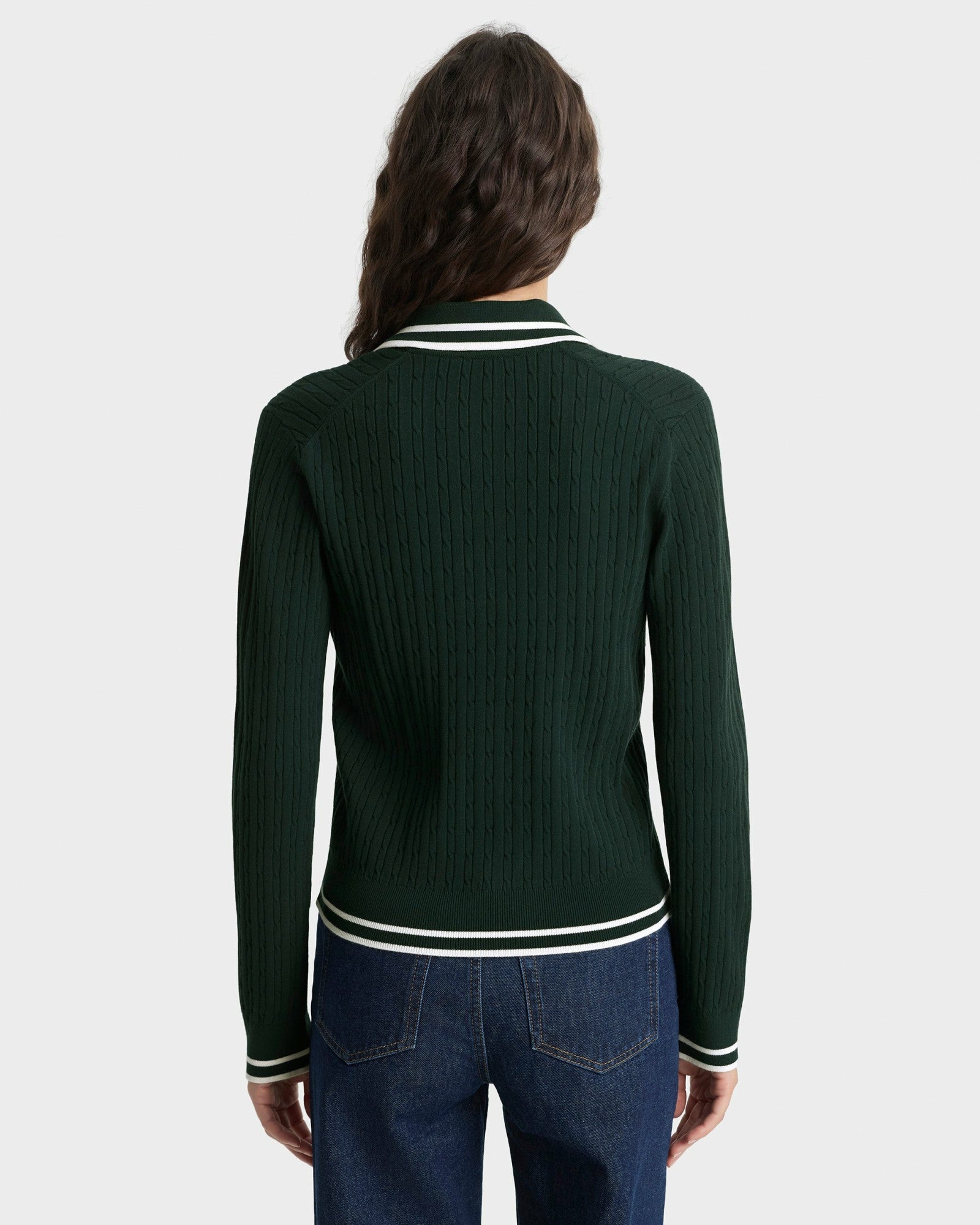 SRC Mini Cable LS Polo - Forest/Ecru Sporty & Rich Online
