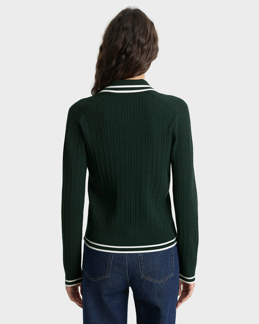 SRC Mini Cable LS Polo - Forest/Ecru Sporty & Rich Online