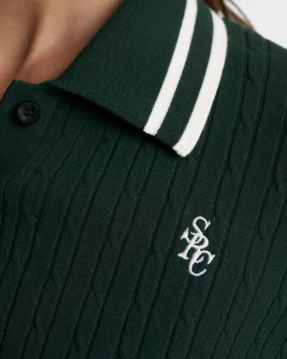 SRC Mini Cable LS Polo - Forest/Ecru Sporty & Rich Online