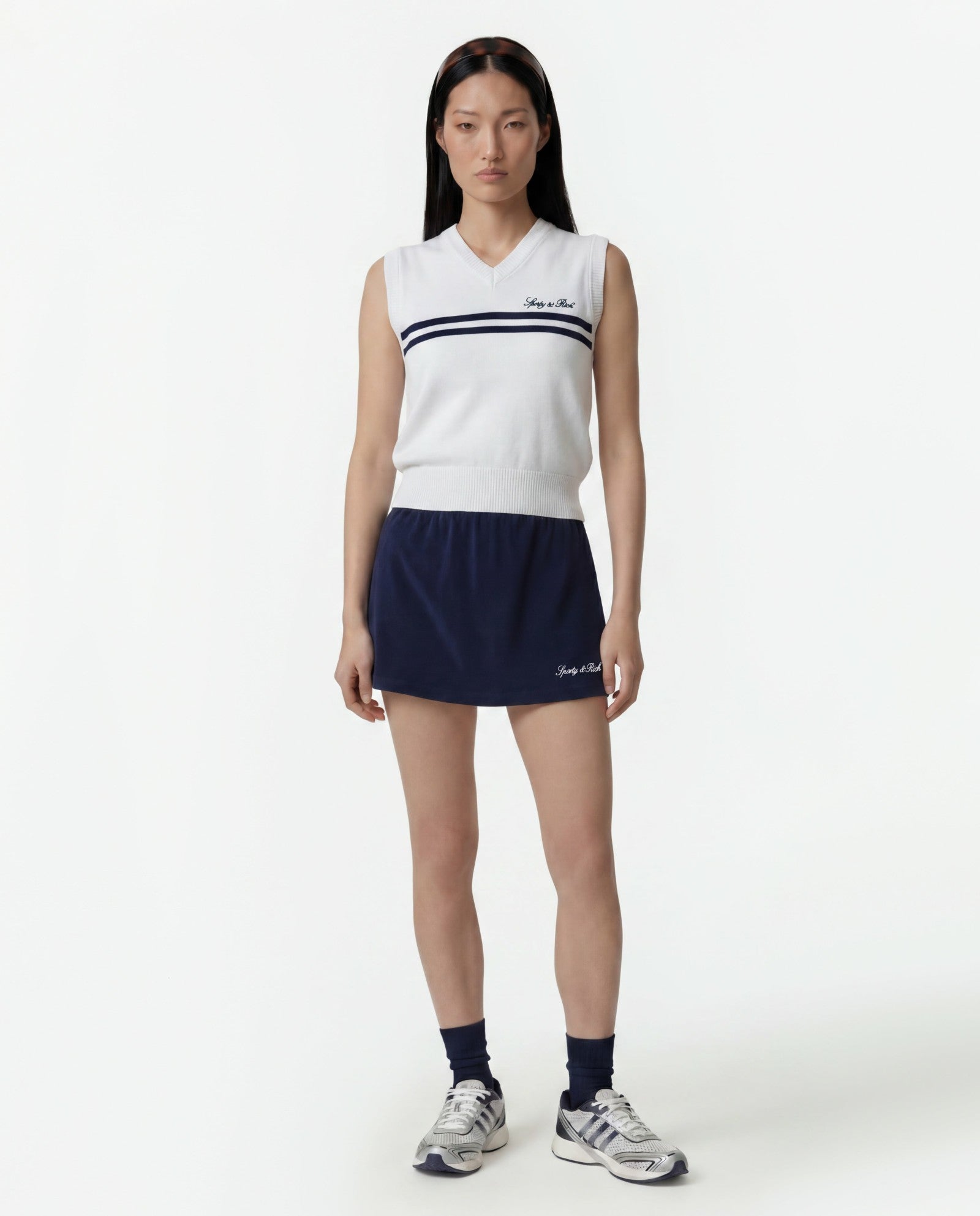 Signature Logo Knitted Vest - White Sporty & Rich Discount