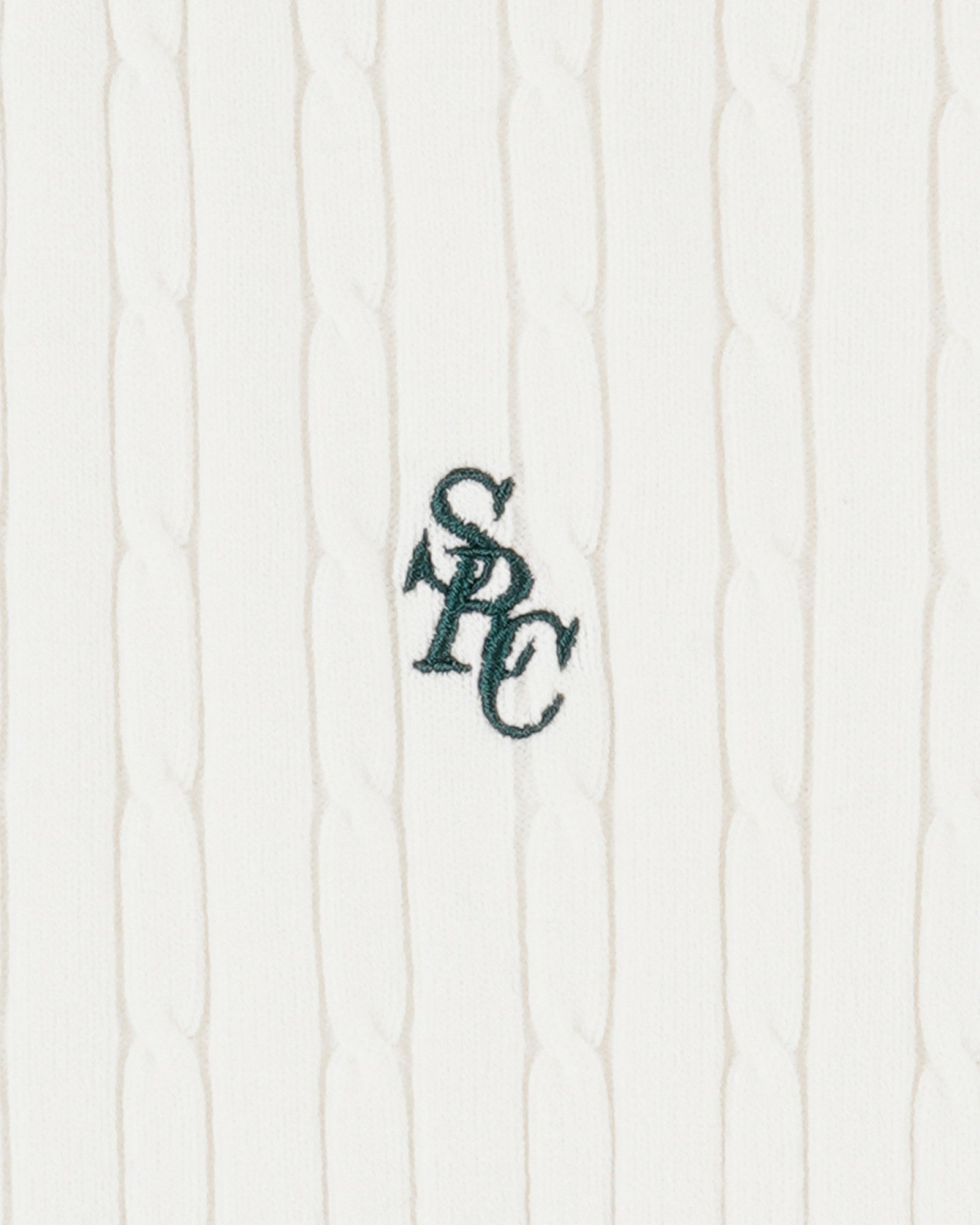 SRC Mini Cable LS Polo - Ecru/Forest Sporty & Rich Outlet