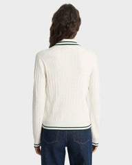 SRC Mini Cable LS Polo - Ecru/Forest Sporty & Rich Outlet
