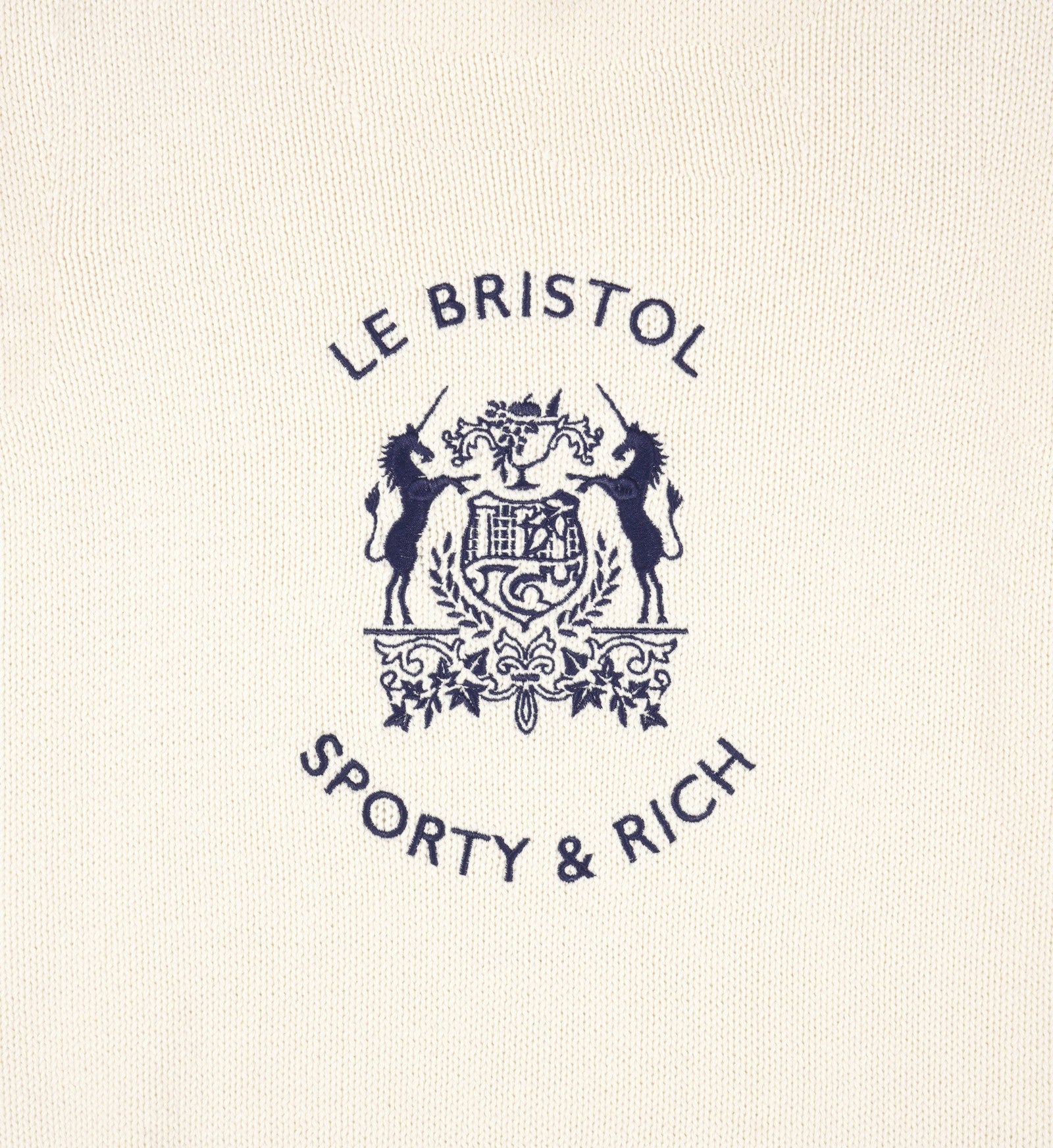Bristol Crest Cotton Knit Sweater - Cream Sporty & Rich US