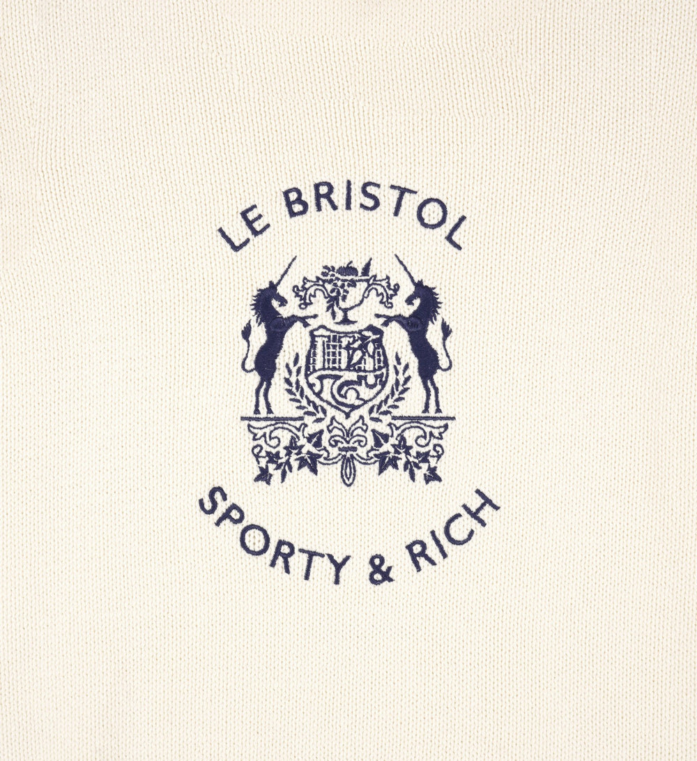 Bristol Crest Cotton Knit Sweater - Cream Sporty & Rich US
