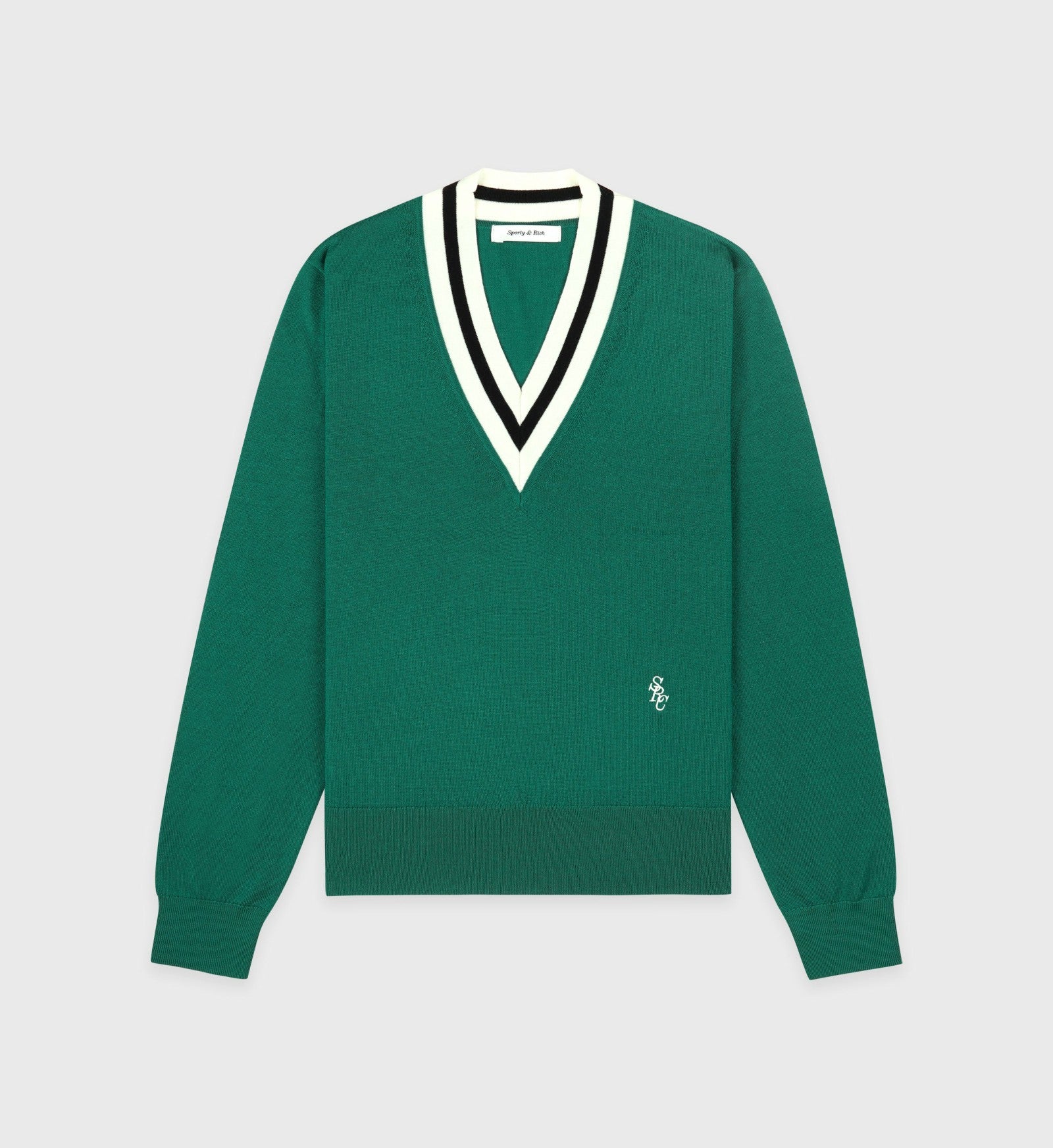 SRC Minimalist V-Neck Sweater - Alpine/Navy/Off White Sporty & Rich Discount