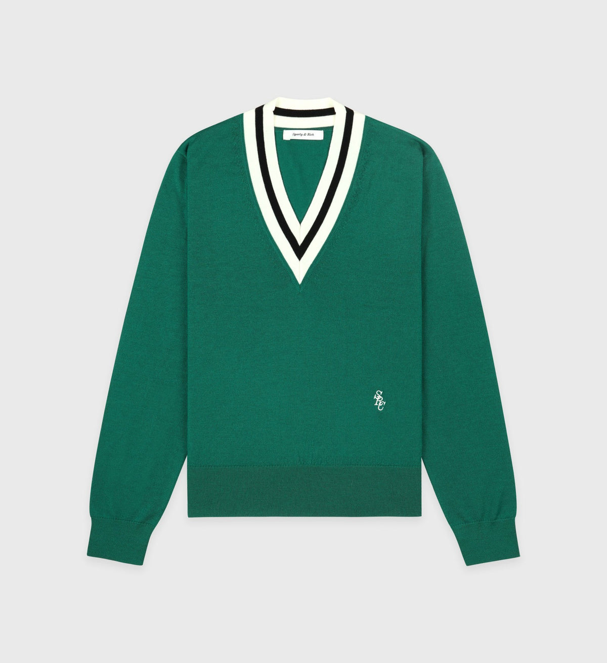 SRC Minimalist V-Neck Sweater - Alpine/Navy/Off White Sporty & Rich Discount