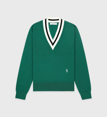SRC Minimalist V-Neck Sweater - Alpine/Navy/Off White Sporty & Rich Discount